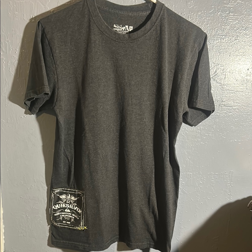 Quiksilver Men's Charcoal Tee with Graphic Patch